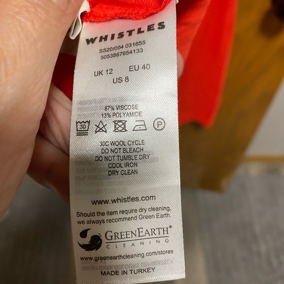 WHISTLES Red Frill Sleeve Button Dress - SIZE 8 - EUC - Picture 5 of 10